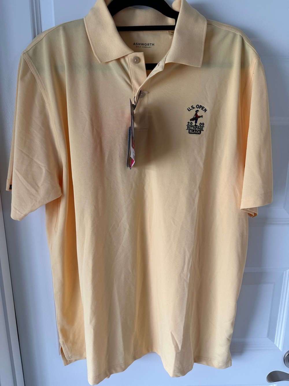Ashworth Men's Pale Yellow U.S. Open Embroidered Polo